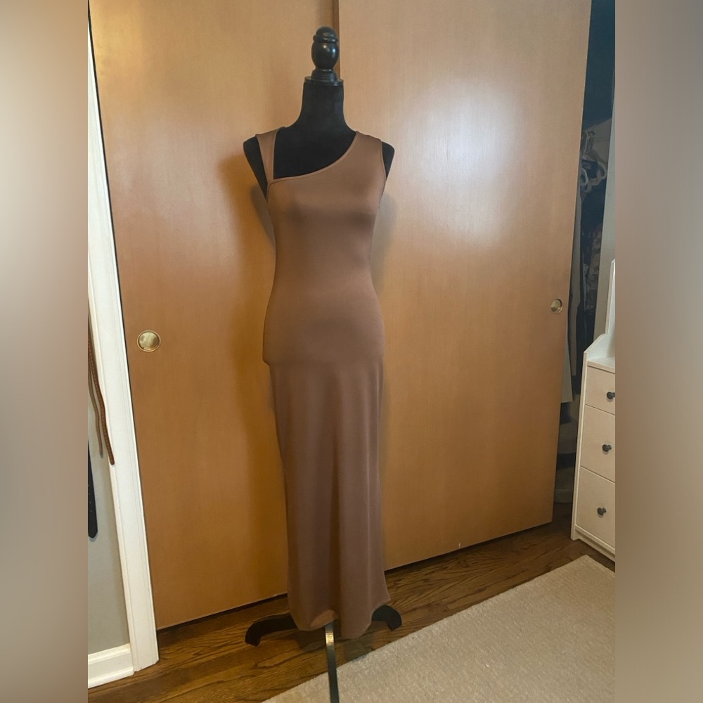 Urban outfitters brown off shoulder maxi dress